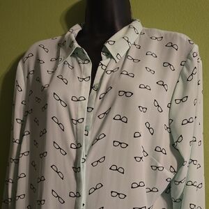 Metaphor Light Green Shirt with Glasses Pattern